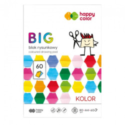 Happy Color big blok rysunkowy kolorowy A4 80g 60ark - sklep plastyczn