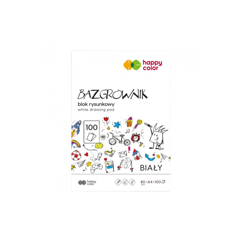 Happy Color bazgrownik blok rysunkowy biały A4 80g 100ark - sklep plas