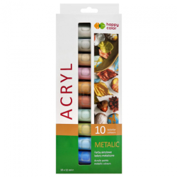 Happy Color zestaw 10 metalicznych farb akrylowych 12 ml - sklep plast