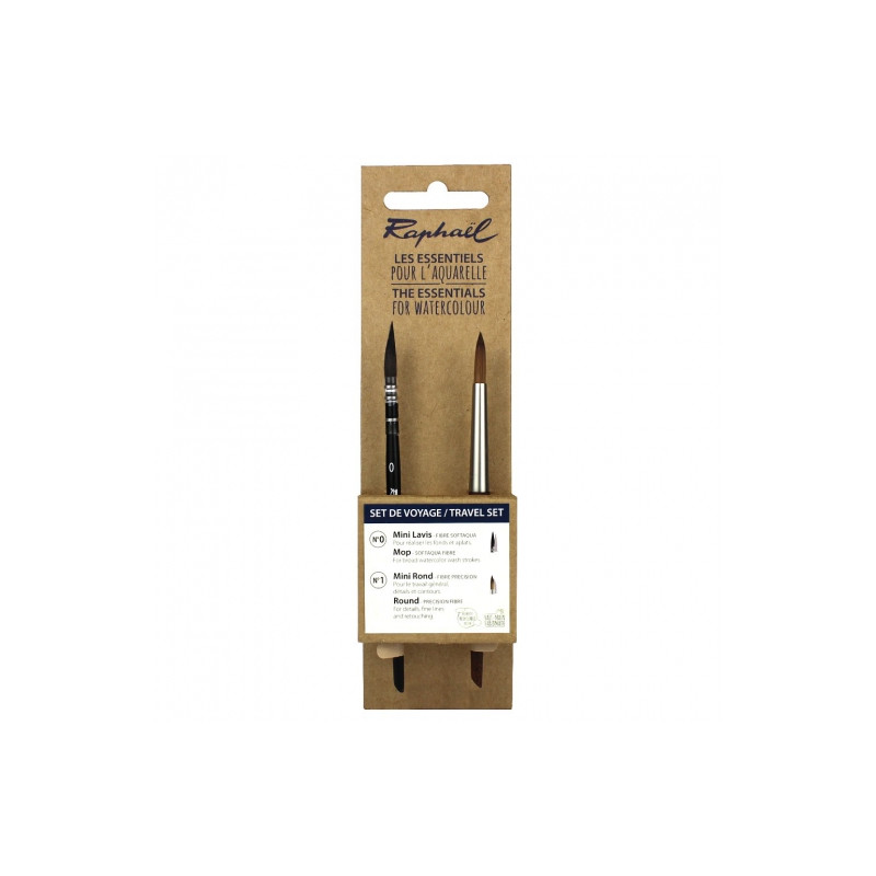 Raphael travel set zestaw 2 syntetycznych okrągłych pędzli z krótką rą