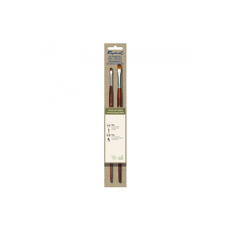 Raphael for backgrounds set of 2 synthetic flat brushes with a long ha
