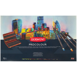 Derwent procolor set of colored pencils 72pcs wooden case