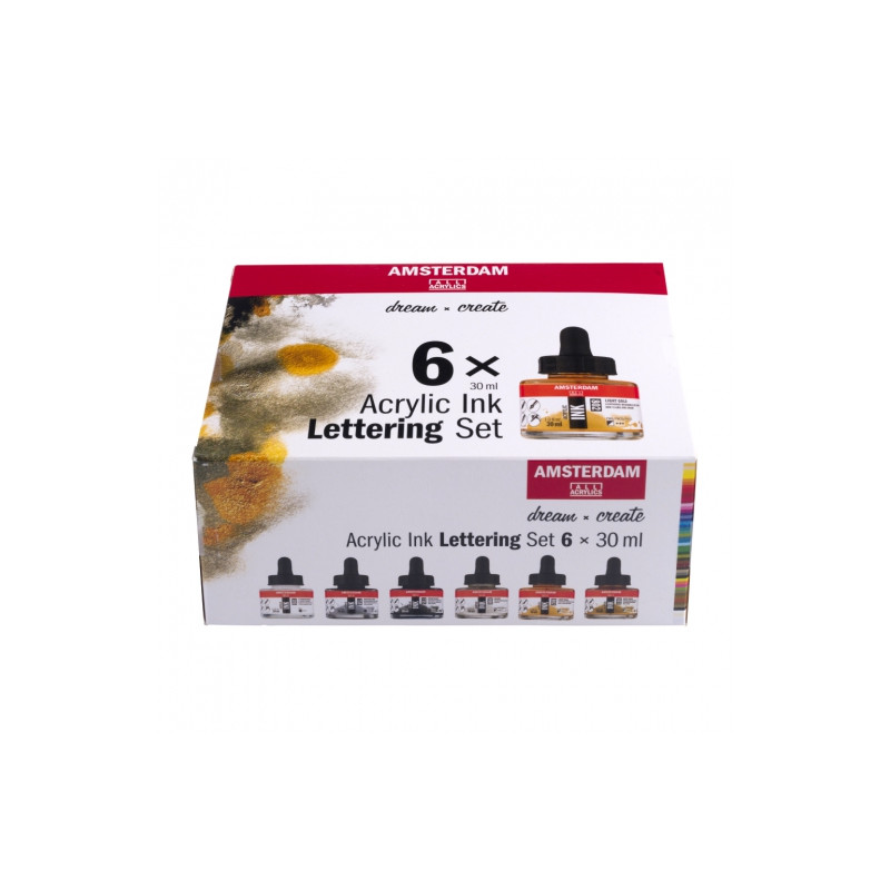 Talens lettering set of acrylic inks 6x30ml