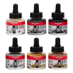 Talens lettering set of acrylic inks 6x30ml