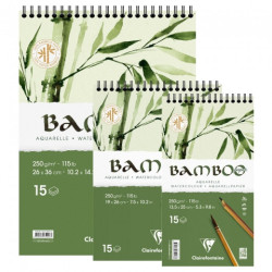Clairefontaine bamboo watercolor block on spiral 250 g 15 arc