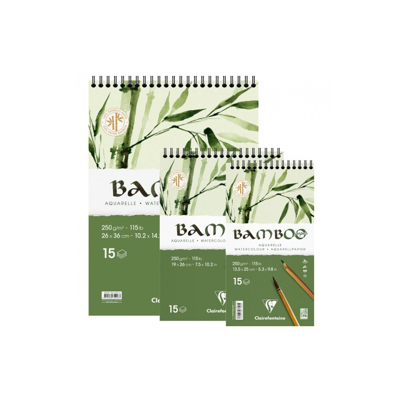 Clairefontaine bamboo watercolor block on spiral 250 g 15 arc