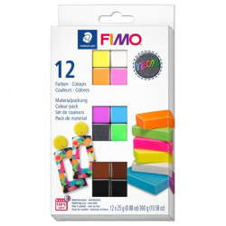 Fimo effect neon zestaw 12 kostek modeliny 25g - sklep plastyczny - sz