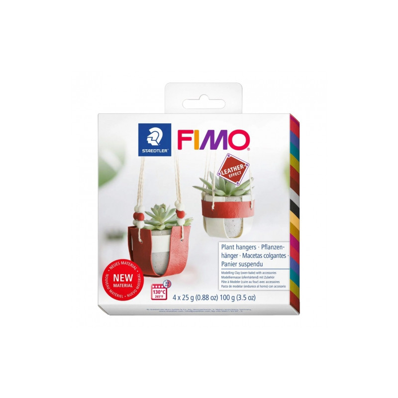 Fimo leather effect hanging pot set of modeling clay 4x25g