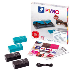 Fimo leather leather effect case modeling clay set 4x25g