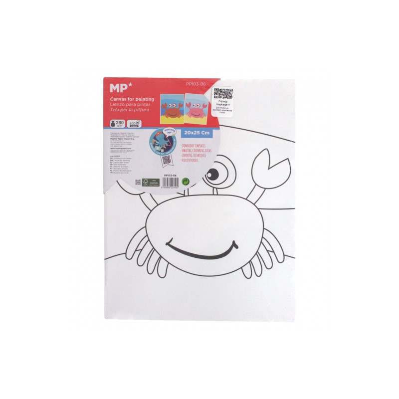 MP podobrazie z nadrukiem do kolorowania 20x25cm krab - sklep plastycz