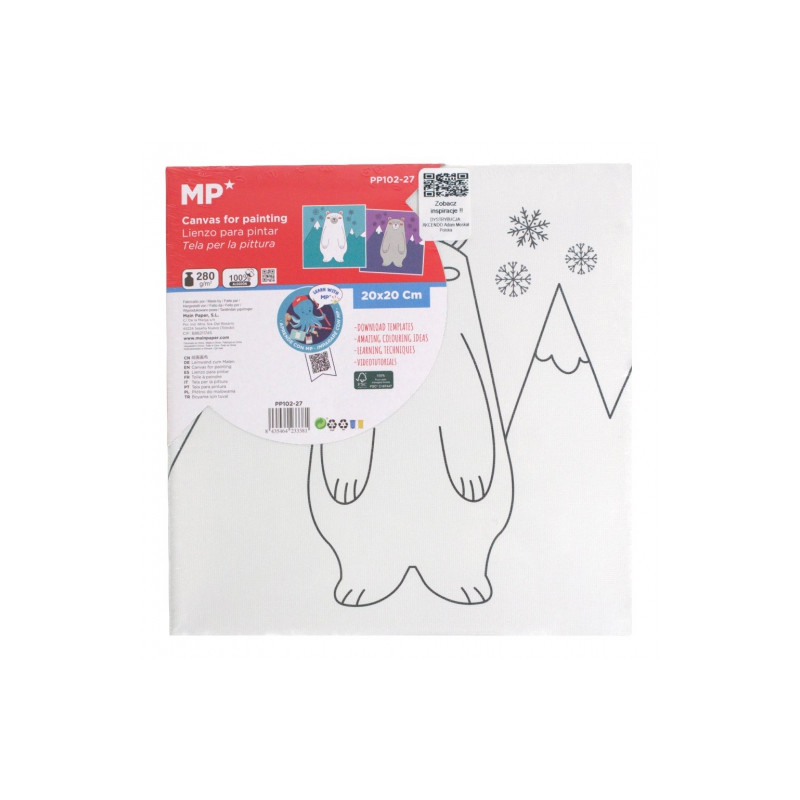 MP podobrazie z nadrukiem do kolorowania 20x20 cm niedźwiadek  - sklep