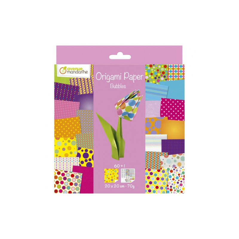 Avenue mandarine bubbles origami paper 20x20 70 g 60 ark