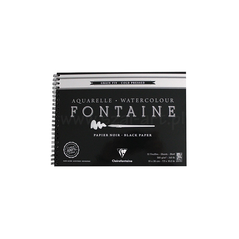 Blok Clairefontaine fontaine black 300g 12ark spirala - sklep plastycz