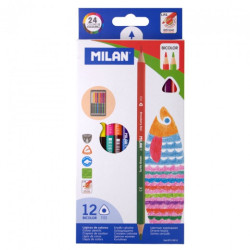 Milan bicolor zestaw dwustronnych kredek 12szt 24kolory - sklep plasty