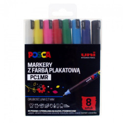 Posca uni pc1mr zestaw pisaków z farbą plakatową 0,7mm 8szt - sklep pl