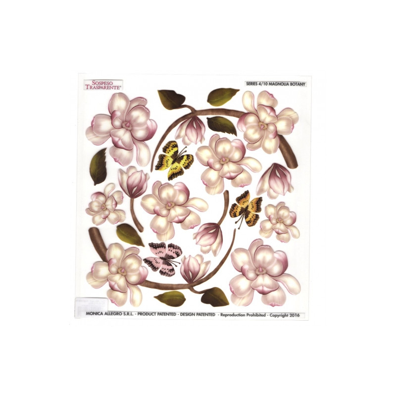 Sospeso Trasparente foil with magnolia flowers print