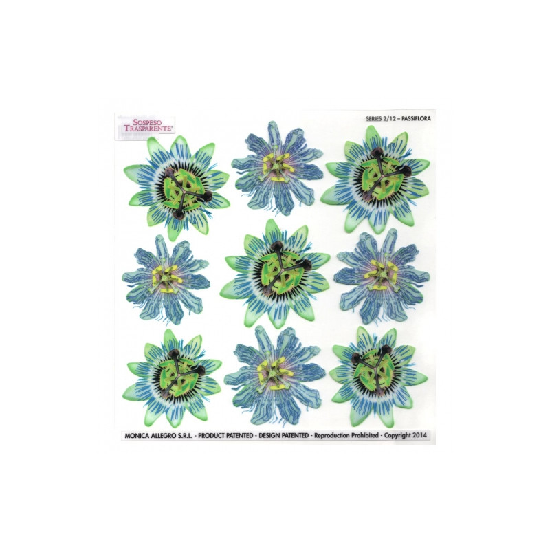 Sospeso Trasparente foil with passion flower print