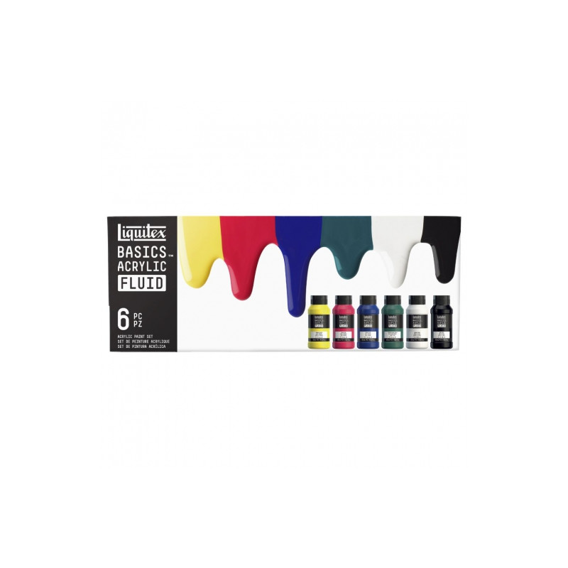 Liquitex basics fluid zestaw 6 farb akrylowych 118 ml - sklep plastycz