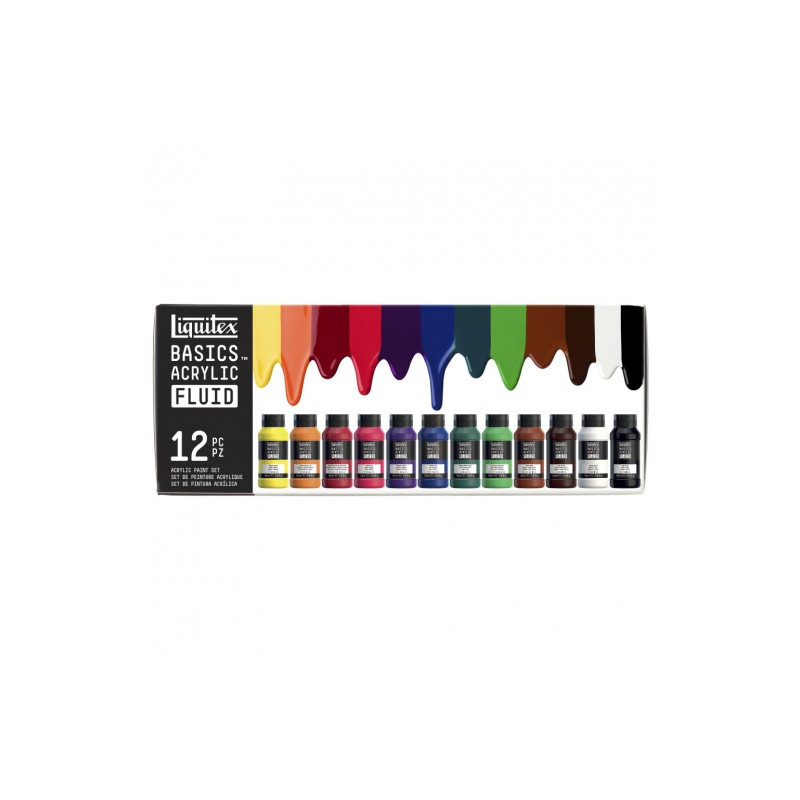 Liquitex basics fluid zestaw 12 farb akrylowych 118 ml - sklep plastyc