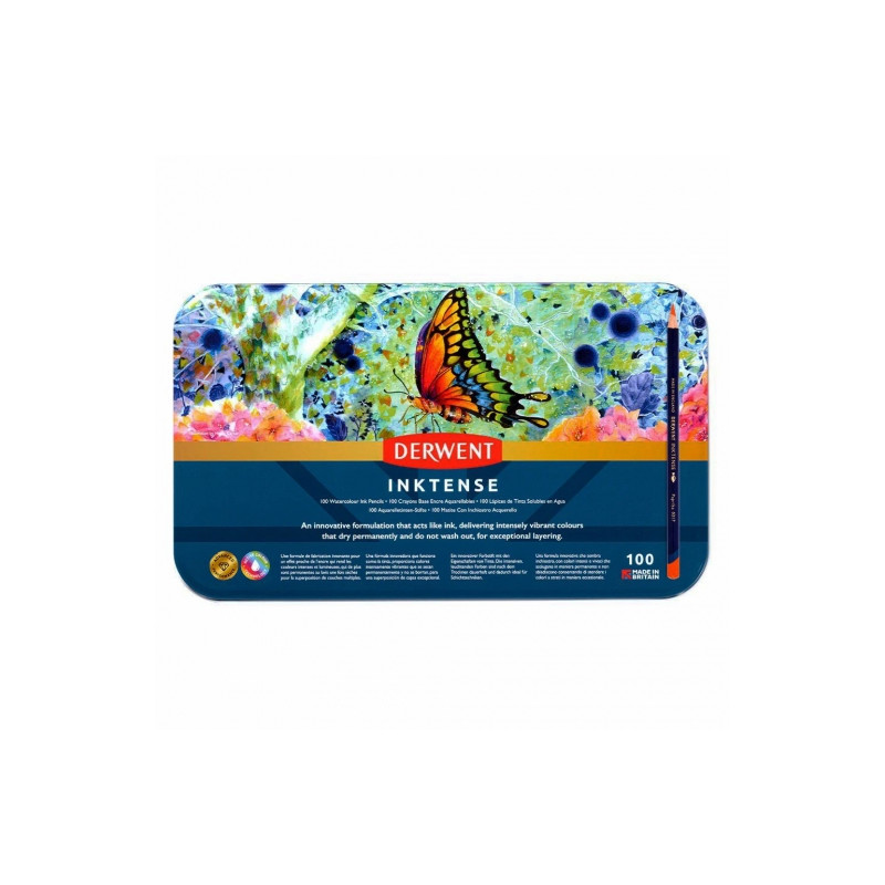 Derwent inktense zestaw tuszy w kredce 100szt metalowe opakowanie - sk