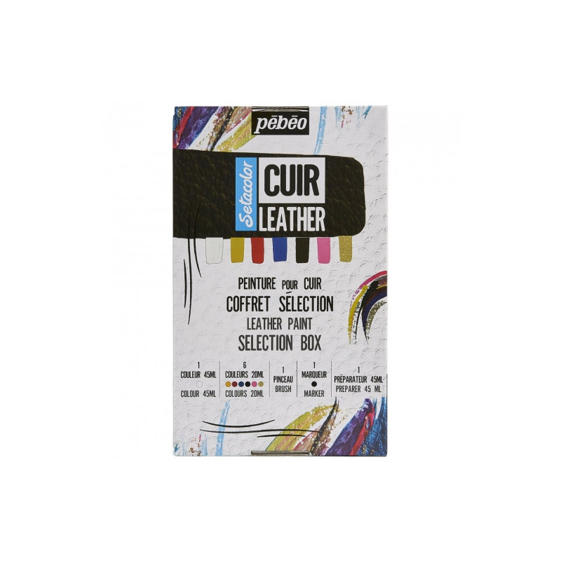 Pebeo setacolor cuir leather zestaw 6 farb do skór 20 ml i 45 ml - skl