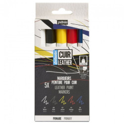 Pebeo setacolor cuir leather zestaw 5 markerów do skór - sklep plastyc