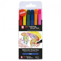 Sakura koi coloring brush pen bright zestaw 6 pisakówl - sklep plastyc