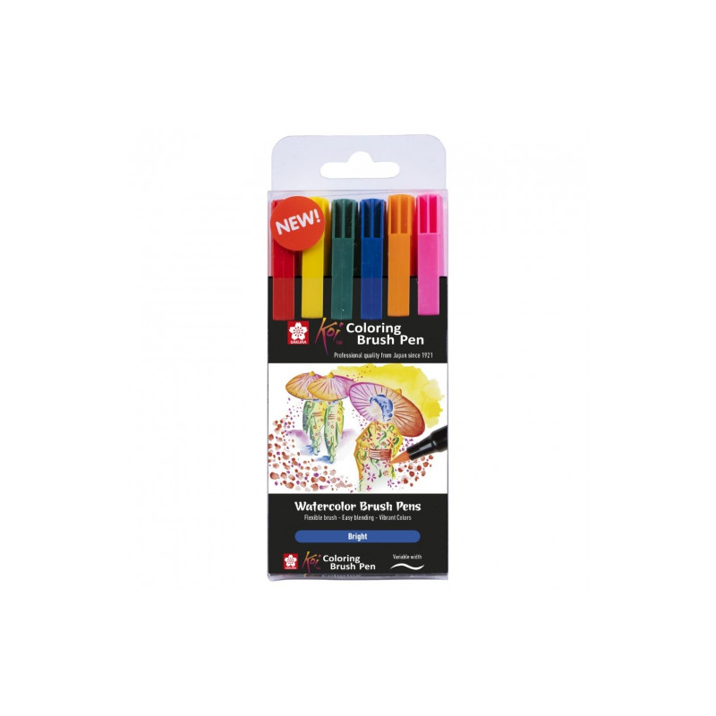 Sakura koi coloring brush pen bright zestaw 6 pisakówl - sklep plastyc