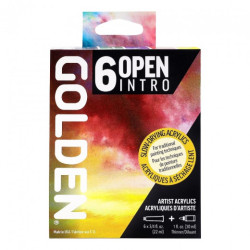Golden open intro set of slow-drying acrylic paints 6x22ml and thinner