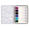 QoR mini set of granulating watercolor semi-cubes 6 pcs metal case
