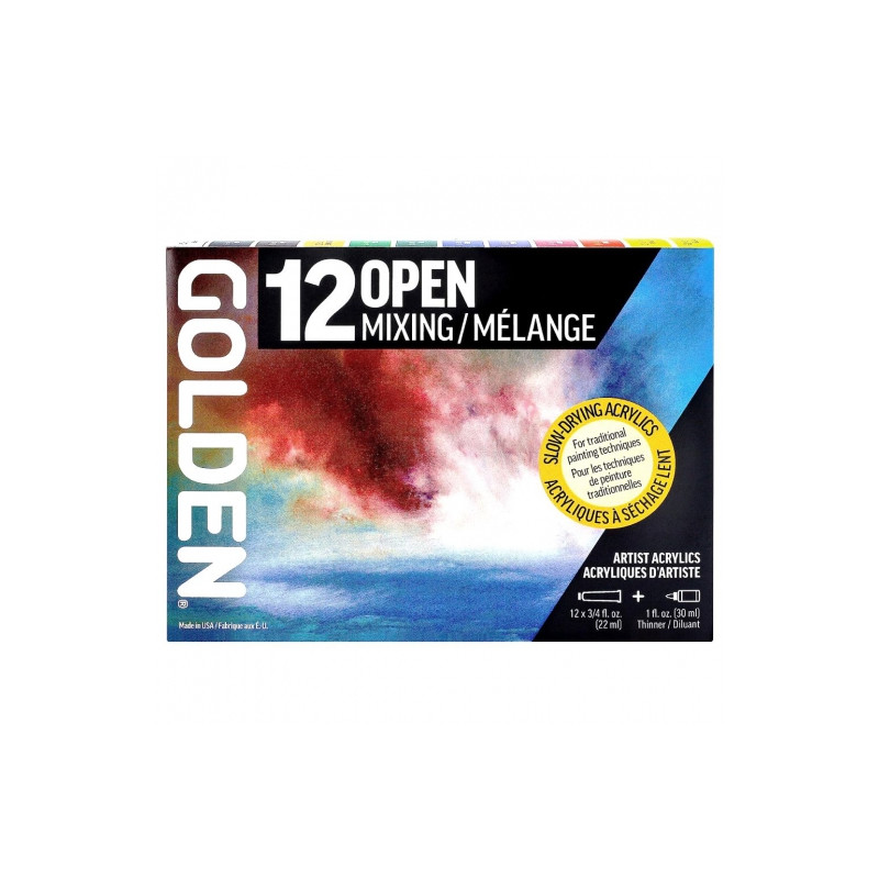 Golden open mixing set of 12 free-drying acrylic paints 22 ml
