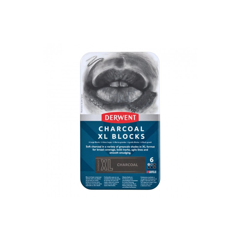 Derwent charcoal stick XL shades of gray set of 6 pcs