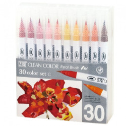 Kuretake Zig clean color c 30 zestaw 30 pisaków w ciepłych kolorach -