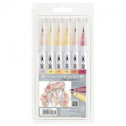 Kuretake Zig clean colour pale colours I set of 6 pastel coloured pens
