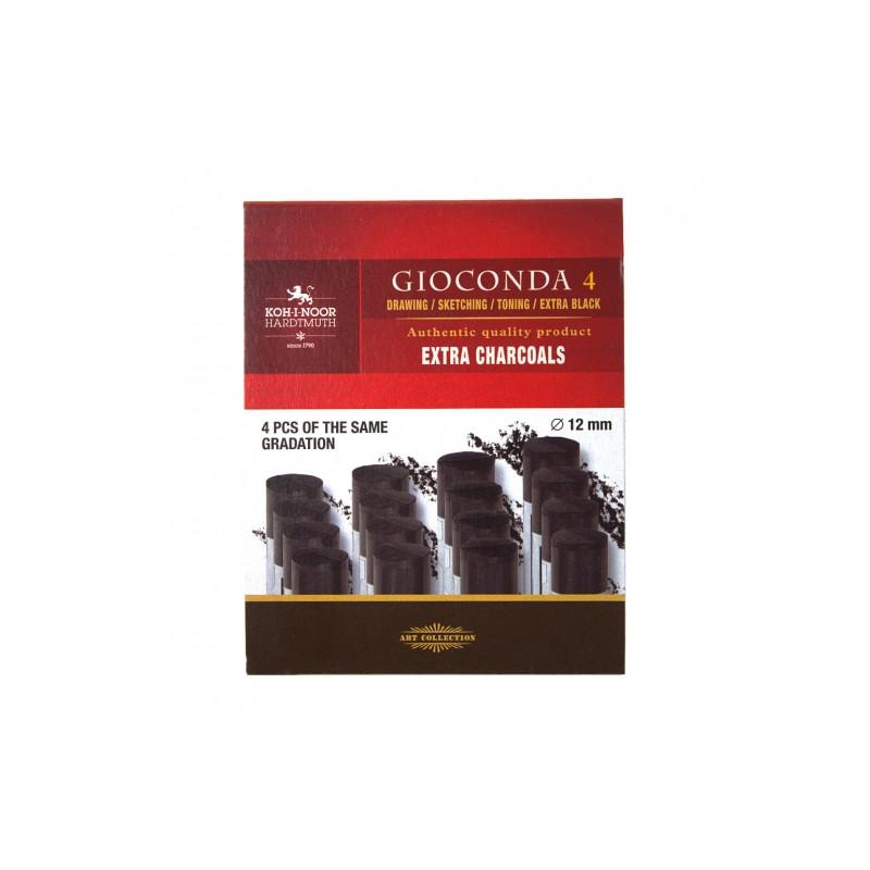 Koh-i-noor pressed charcoal black 12mm set of 4pcs