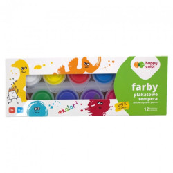 Happy Color farby plakatowe zestaw 12kolorów - sklep plastyczny - szał
