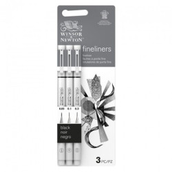 Winsor&Newtonn fineliner small zestaw czarnych cienkopisów 3szt - skle