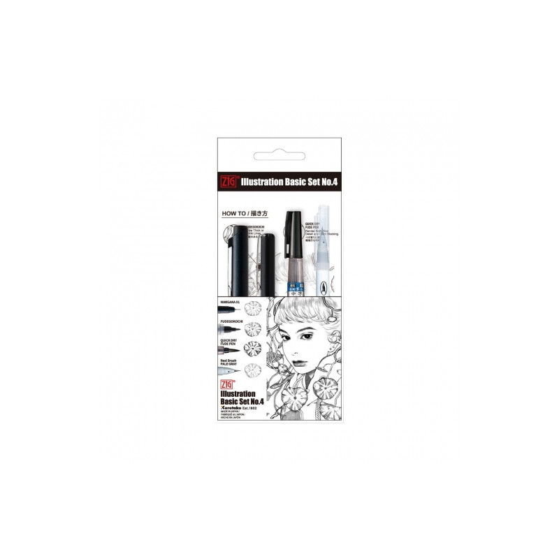 Kuretake inktober basic set of illustration pens 4 pcs
