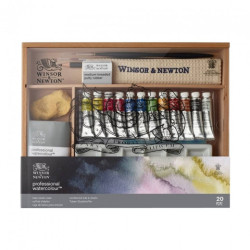 Winsor&Newton zestaw profesjonalnych akwareli i akcesoriów 20elementów