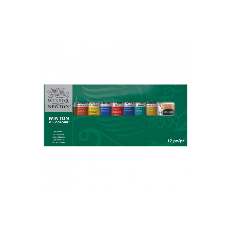 Winsor Newton winton set of 8 oil paints 21 ml with accessories - skle