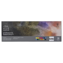 Winsor Newton set of 18 watercolors in halves in metal case