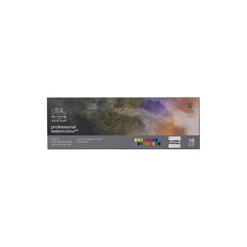 Winsor Newton zestaw 18 akwareli w półkostkach w metalowej kasecie - s