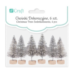 Dp craft 6 srebrnych choinek dekoracyjnych 5 cm - sklep plastyczny - s