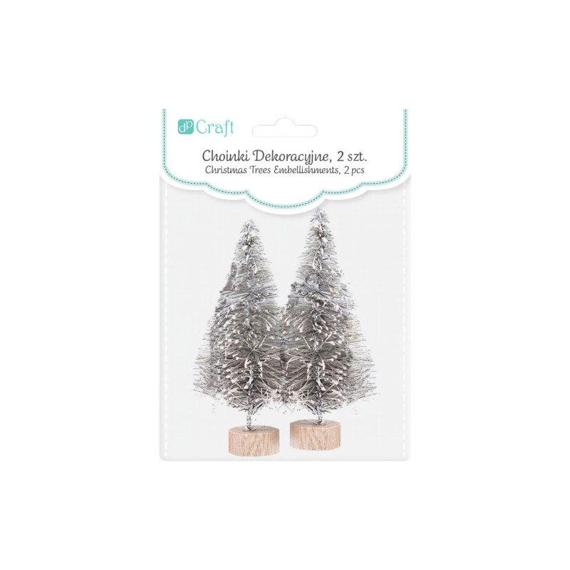 Dp craft 2 silver decorative Christmas trees 8 cm
