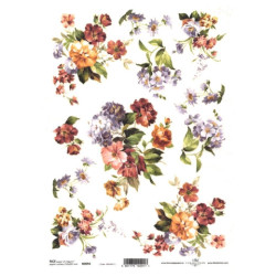 Papier ryżowy do decoupage bukiety kwiatów A4 ITD R0094 - sklep plasty