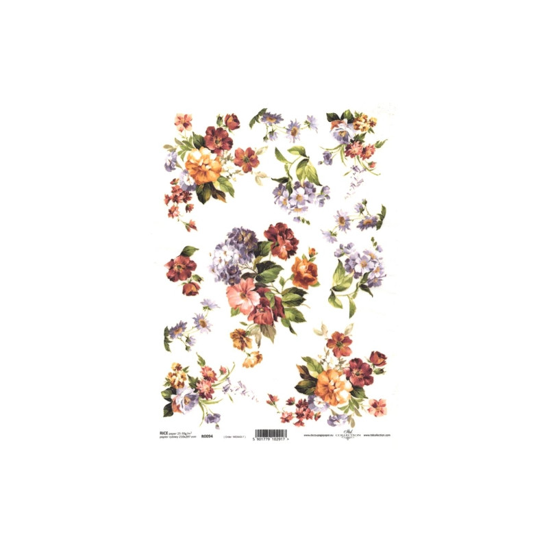 Papier ryżowy do decoupage bukiety kwiatów A4 ITD R0094 - sklep plasty