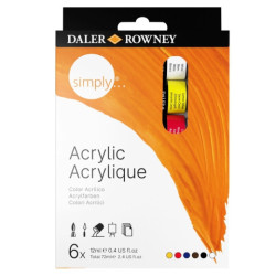 Daler Rowney simply zestaw 6 farb akrylowych 12 ml - sklep plastyczny