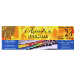 Sennelier l'aquarelle zestaw akwareli w półkostkach 24szt metalowe etu