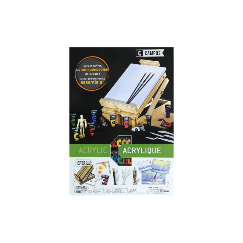 Campus discovery easel set of 12 21 ml acrylic paints with easel and a