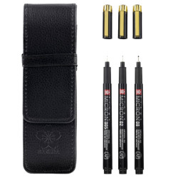 Sakura pigma micron black & gold zestaw 3 cienkopisów w etui - sklep p